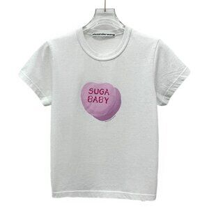 Alexander Wang White Short-Sleeve Round-Neck T-Shirt With Pink "Suga Baby" Logo
